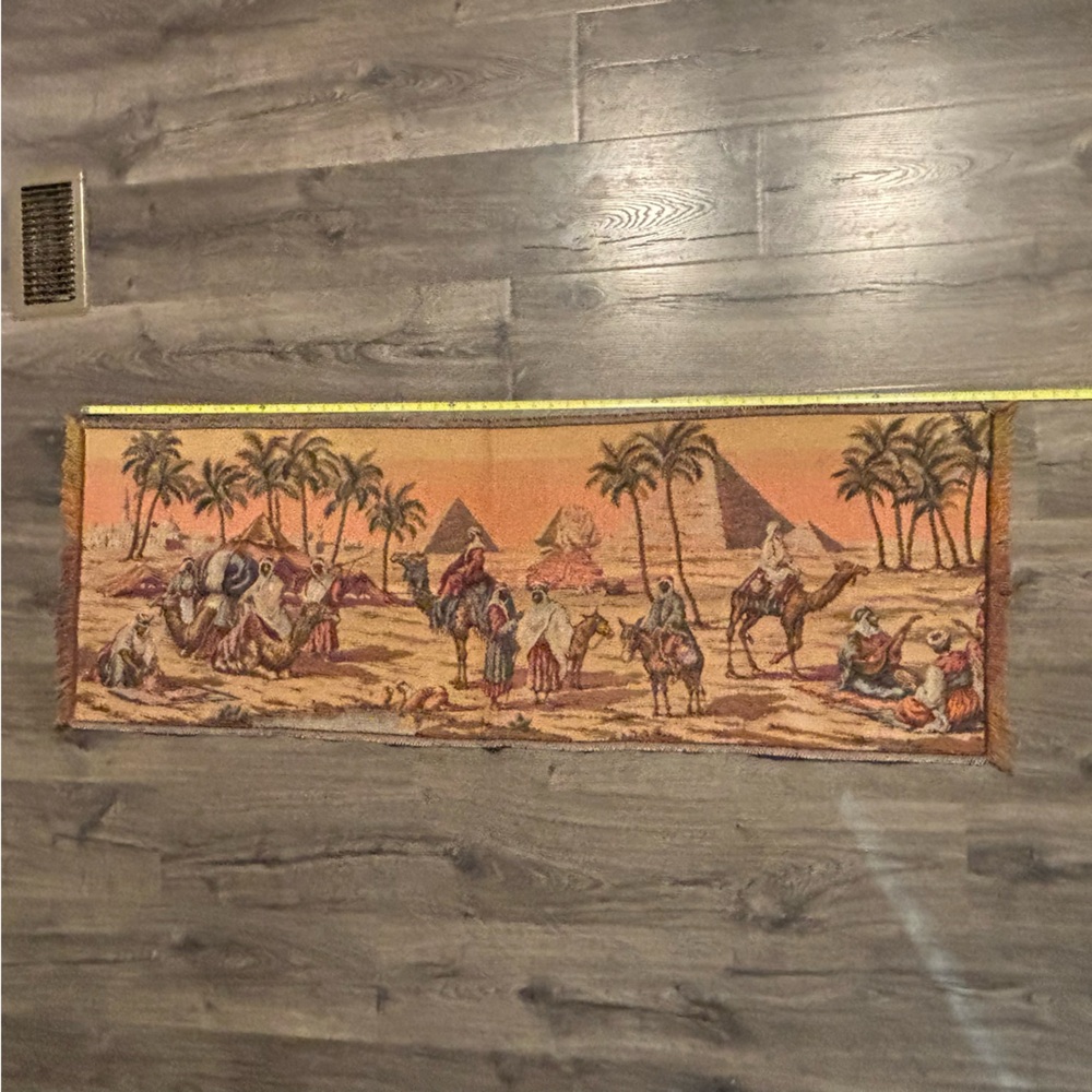 Vintage Wall Hanging Wall Decor Tapestry Middle Eastern Egyptian Desert Scene - Picture 6 of 9